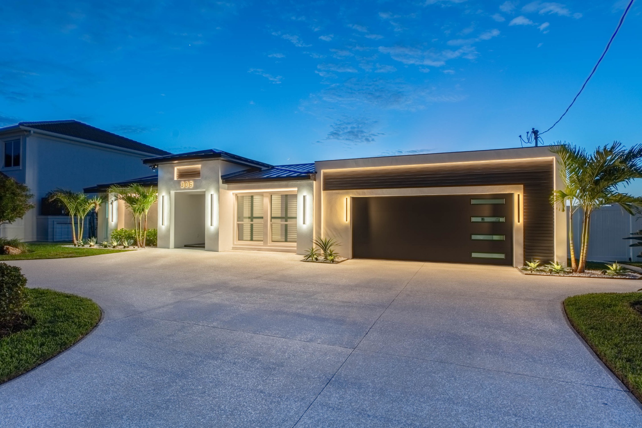 Contemporary waterfront rear elevation